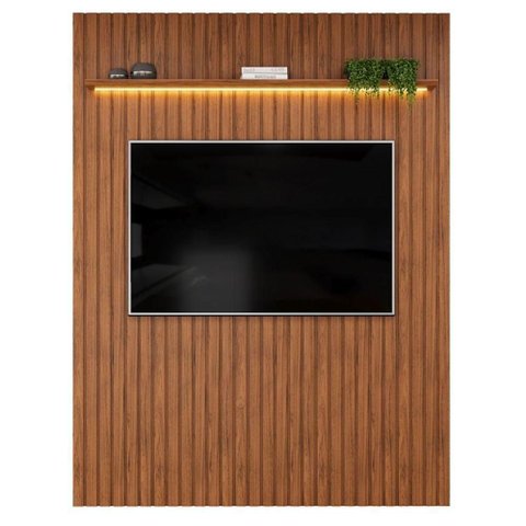 Painel para TV Trento 183 65 Polegadas MDF Ripado Freijó com LED DJ Móveis