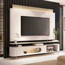 Ver imagem 2 de Conjunto Bancada Aria e Painel Nobre Led para Tv até 85” Off White/champanhe