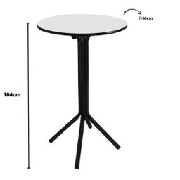 Mesa Bistrô Alto Preto com Tampo Redondo Branco - 2