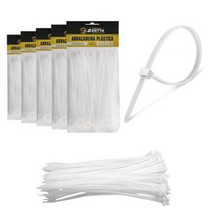500 Enforca Gato Cinta Plástica Abraçadeira Lacre de Nylon 3.6x100mm Fita Hellerman 10cm Branco