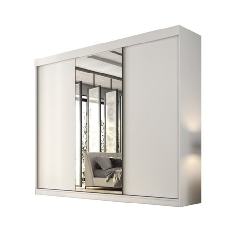 Guarda Roupa Casal 3 Portas de Correr Espelho Inteiro Central 6 Gavetas Garibaldi 100% Mdf