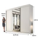 Ver imagem 4 de Guarda Roupa Casal 3 Portas de Correr Espelho Inteiro Central 6 Gavetas Garibaldi 100% Mdf