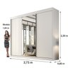 Guarda Roupa Casal 3 Portas de Correr Espelho Inteiro Central 6 Gavetas Garibaldi 100% Mdf - 4
