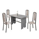 Ver imagem 1 de Conjunto de Mesa Tubular Letícia 070 4 Lugares Tampo em Granito Botanic Bege 120cm Tudo de Móveis