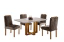 Ver imagem 1 de Conjunto Sala de Jantar Madrid 4 Lugares Madeira Maciça Mesa e Cadeiras Veludo Marrom Burguês