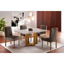 Ver imagem 2 de Conjunto Sala de Jantar Madrid 4 Lugares Madeira Maciça Mesa e Cadeiras Veludo Marrom Burguês