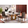 Conjunto Sala de Jantar Madrid 4 Lugares Madeira Maciça Mesa e Cadeiras Veludo Marrom Burguês - 2