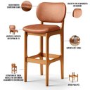 Ver imagem 4 de Kit 03 Banquetas Alta Para Cozinha Madeira Fixa Betta L02 Imbuia Couríssimo Camel - Lyam Decor