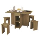 Ver imagem 3 de Mesa Dobrável Multiuso Vira Aparador Jade MDF Várias Cores: Amêndoa