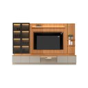 Ver imagem 1 de Conjunto Painel Rack Módulo Lateral e 2 Cristaleiras Been Mdp/mdf Tv até 75 Canela/gris G77 - Gran B