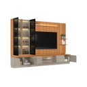 Ver imagem 6 de Conjunto Painel Rack Módulo Lateral e 2 Cristaleiras Been Mdp/mdf Tv até 75 Canela/gris G77 - Gran B