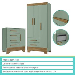 Conjunto Quarto Infantil Colorir Guarda Roupas 3 Portas e Cômoda - 2