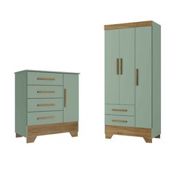 Conjunto Quarto Infantil Colorir Guarda Roupas 3 Portas e Cômoda - 4