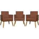 Ver imagem 1 de Kit 3 Poltronas Decorativas Lis Corino e Pé Palito - Terracota Suede Corino
