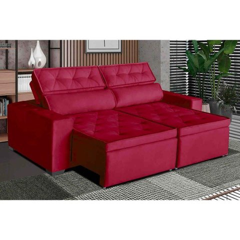 Sofá Áustria 4 Lugares 2,50cm - de Casa Décor e Estofados Vermelho