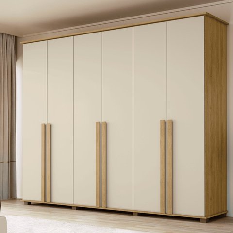 Guarda-Roupa Casal com 6 Portas com 4 Gavetas Internas e Maleiro Amsterdã Ii