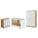 Ver imagem 2 de Quarto de Bebê Completo Berço 4 em 1 Guarda Roupa e Cômoda 100% MDF Mike Yescasa Branco Amêndoa