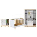 Ver imagem 4 de Quarto de Bebê Completo Berço 4 em 1 Guarda Roupa e Cômoda 100% MDF Mike Yescasa Branco Amêndoa