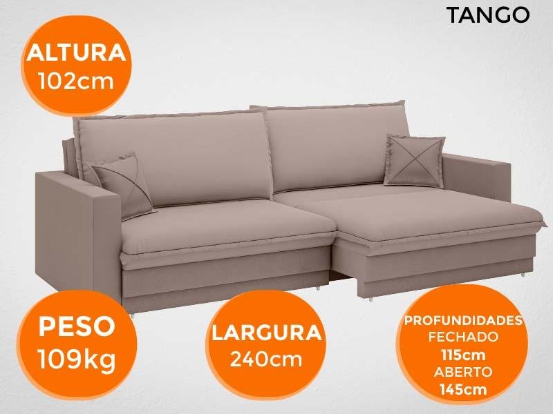 Sofá Tango 2,40M Sem Caixa, Retrátil e Reclinável Velosuede Marrom - Netsofás - 7