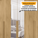 Ver imagem 5 de Guarda-Roupa 6 Portas com Espelho com 5 Gavetas Internas 1 com Divisória e Maleiro Estrela Marrom/Cinamomo