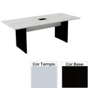 Ver imagem 1 de Mesa de Reunião com Caixa de Tomada Retangular 260 x 120 cm Pé Painel PE25 MDP Cinza Base Preta