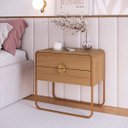 Ver imagem 1 de Mesa Cabeceira Luna Orgânico 60x58,5cm 2 Gavetas Hanover/dourado 28062
