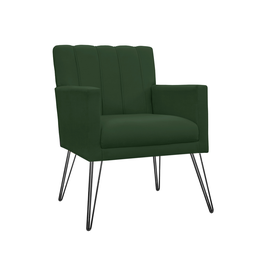 Combo 2 Poltronas Estofadas Para Consultório Pés de Ferro Cecília Suede Verde - DL Decor - 2