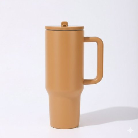 Copo Térmico Tr-018 1200ml Inox com Canudo, Alça, Tampa 40OZ, com Bico, Tampa Transparente:Café Leve