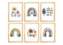 Ver imagem 1 de Kit Quadro Arco Iris Flores Decorativo Quarto Criança Enxoval Bebê Menina