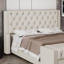 Ver imagem 2 de Cabeceira Atena para Cama Box King Size 195cm Capitonê com Frame Suede Bege Claro - Abmaza