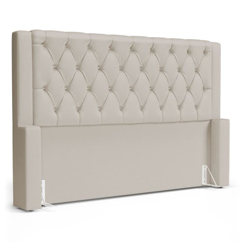 Cabeceira Atena para Cama Box King Size 195cm Capitonê com Frame Suede Bege Claro - Abmaza
