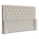 Ver imagem 1 de Cabeceira Atena para Cama Box King Size 195cm Capitonê com Frame Suede Bege Claro - Abmaza