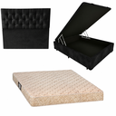 Ver imagem 1 de Cama Box Baú Blindada com Colchão de Espuma Toulon D33 + Cabeceira Botonê - Casal Suede Preto
