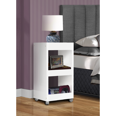 Mesa de Cabeceira - 3 Prateleiras com Rodizios