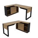 Ver imagem 5 de Mesa em L com Nicho Armário e Porta Correr ME4201 118cm Amêndoa e Preto Marrom