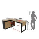 Ver imagem 3 de Mesa em L com Nicho Armário e Porta Correr ME4201 118cm Amêndoa e Preto Marrom
