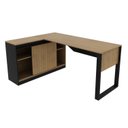 Ver imagem 6 de Mesa em L com Nicho Armário e Porta Correr ME4201 118cm Amêndoa e Preto Marrom