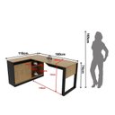Ver imagem 3 de Mesa em L com Nicho Armário e Porta Correr Me4201 118cm Amêndoa E Preto