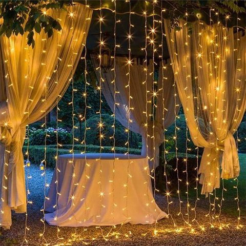 Cascata De Natal 520 LED Luz Amarela 8 Funções 5x2m 220V