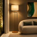 Ver imagem 1 de Luminária Decorativa Bivolt Base Aço Preta e Cúpula Palha