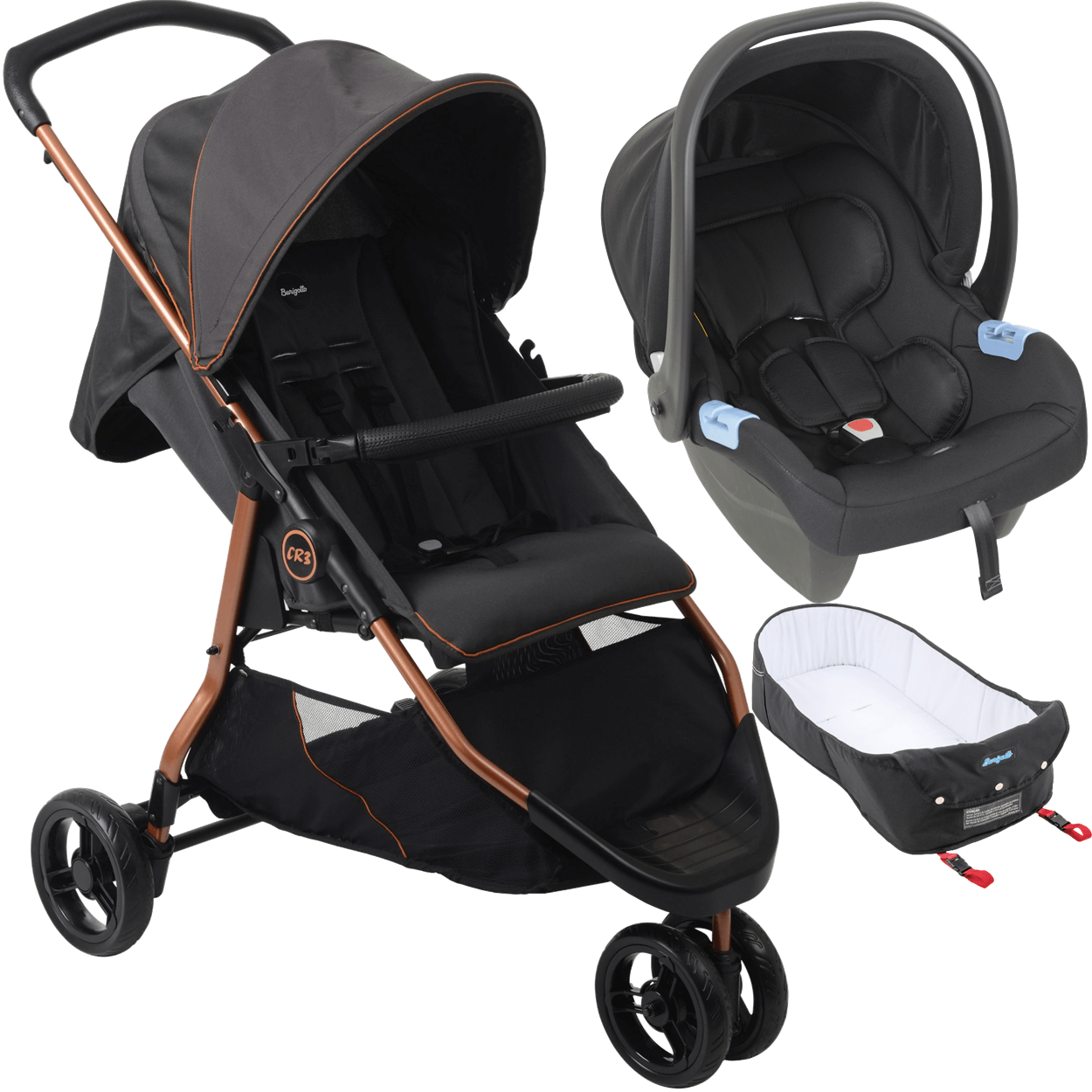 Carrinho de Bebe Moises Bebe Conforto Burigotto Cr3 Gray Cobre ...