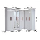 Ver imagem 4 de Guarda-roupa Casal Modulado Odisseia 9 Portas 2 Gavetas com Espelho Branco - Panorama Móveis