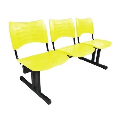 Cadeira Longarina Iso 3 Lugares Em Polipropileno Amarelo - 1950A