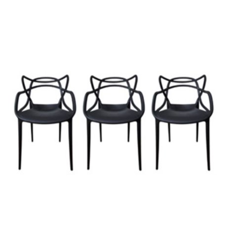 Cadeira Preta Allegra para Cozinha Mesa Jantar Area Gourmet:kit 03 Unidades