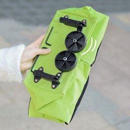Carrinho Compras Dobrável Sacola Rodinha Multiuso - Verde - 5