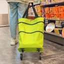 Ver imagem 3 de Carrinho Compras Dobrável Sacola Rodinha Multiuso - Verde