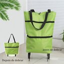 Ver imagem 2 de Carrinho Compras Dobrável Sacola Rodinha Multiuso - Verde