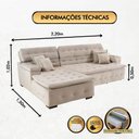 Ver imagem 4 de Sofá Retrátil e Chaise Orlando 220x150 Bege