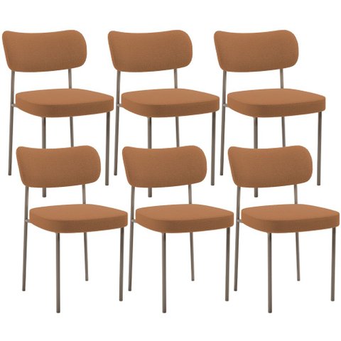 Kit 06 Cadeiras Estofadas para Sala de Jantar Melina Base Arena L02 Bouclê Terracota - Lyam Decor