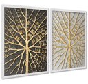 Ver imagem 1 de Kit 2 Quadros Árvores Raízes Preto Branco Dourado 24x18cm:moldura Branca